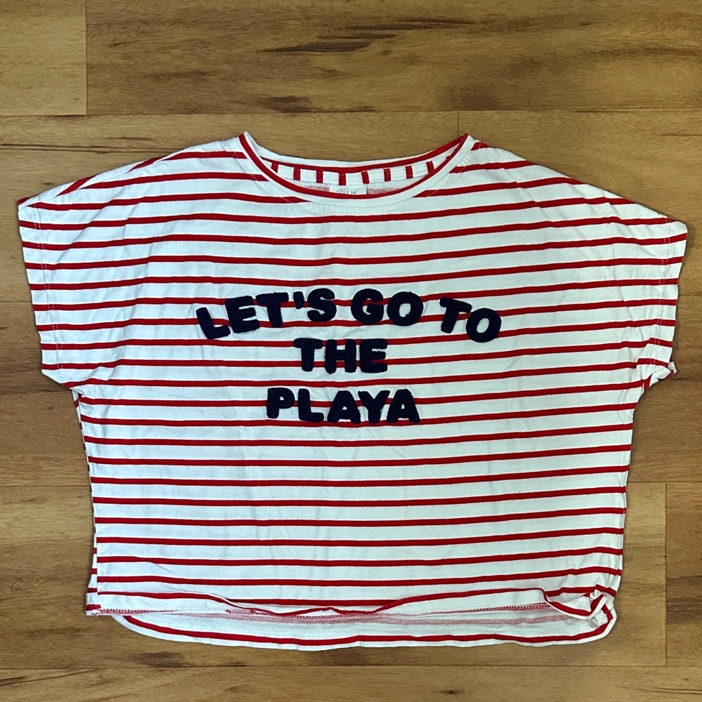 Zara Kids | Striped Red and White Graphic Tee